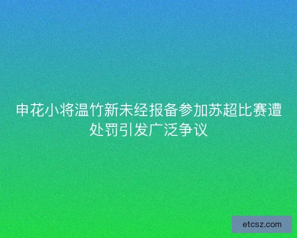 申花小将温竹新未经报备参加苏超比赛遭处罚引发广泛争议